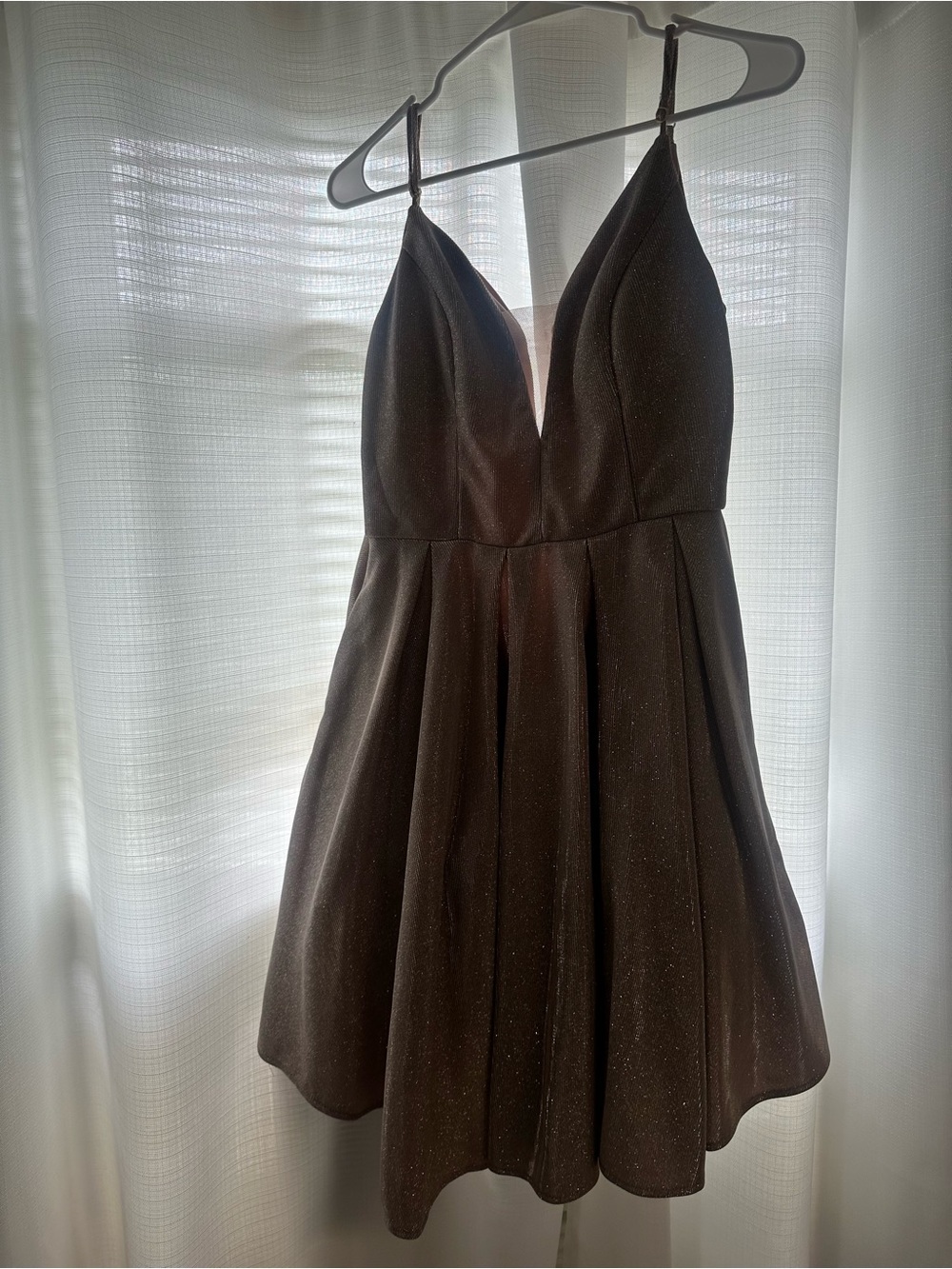 Black Sparkle V-Neck A-Line Dress